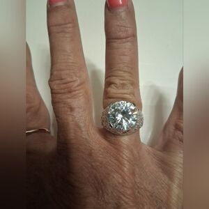 NWOT Designer Sterling Silver 5Ct.White Cubic Accent Ring/6